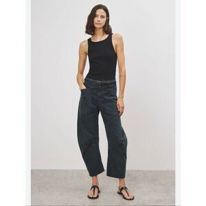 Nili Lotah Shon Pant Carbon Gray Women’s 10 curved silhouette baggy twill boho